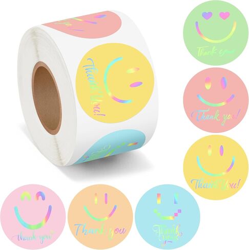 500Pcs Holographic Ocean Animal Thank You Stickers Roll Under The Sea Marine Life Creature Turtle Jellyfish Dolphin Self-Adhesive Labels for Small Business Packaging Envelopes Seals Gift Bags Boxes in Kuwait
