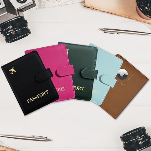 حامل جواز السفر مع فتحة Airtag Slot و Cards Cash Air Ticket Pocket ، محفظة السفر RFID ، وغطاء جواز السفر COVER Case Essentials Green in Kuwait