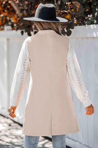 IDEALSANXUN Wool Long Vest for Women Sleeveless Blazer Jacket Fall Winter Trench Coat Waistcoat in Saudi Arabia