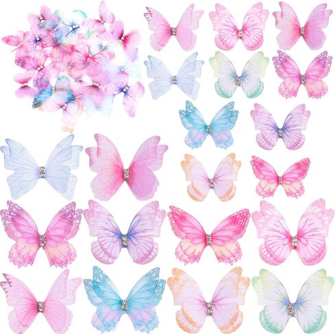 20pcs butterfly formply for trafts ، ثلاثية الطبقة ثلاثية الأبعاد شبك الفراشة ، 1.77in ميني جدار الزخرفة للزخرفة للمنزل ديكور حفل الزفاف- 10 ألوان in Kuwait