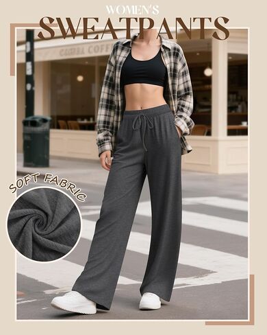 Neer 3 Pack Women's Wide Leg Yoga Pant High Waist Drawstring Sweatpants Loose Open Bottom Lounge Pants with Pockets in Saudi Arabia