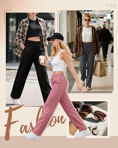 Neer 3 Pack Women's Wide Leg Yoga Pant High Waist Drawstring Sweatpants Loose Open Bottom Lounge Pants with Pockets in Saudi Arabia