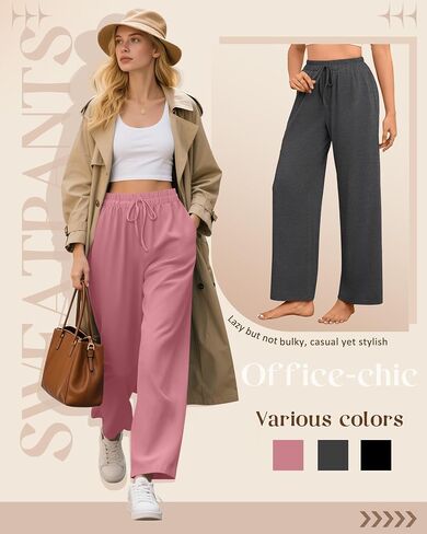 Neer 3 Pack Women's Wide Leg Yoga Pant High Waist Drawstring Sweatpants Loose Open Bottom Lounge Pants with Pockets in Saudi Arabia