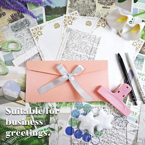 10 Pieces Ribbon Bow Kraft Paper Envelopes, Thick Pearlescent Color Envelope for Greeting Cards, Festival Supplies, Birthday Party Wedding Invitations, Red in Kuwait