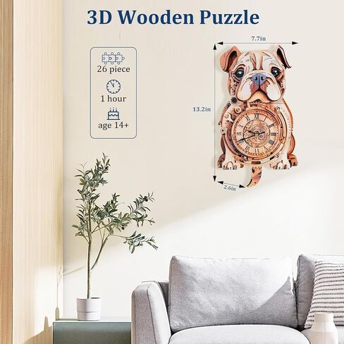 Kosmickiss 3D Wooden Puzzles for Adults-Retro Hen Wall Clock with Swinging-Mechanical Wooden DIY Clock Kit-Wooden Models for Adults to Build-Vintage Home Decor in Saudi Arabia