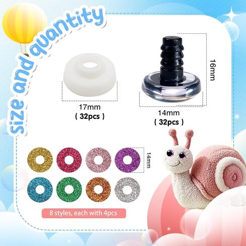 ToAOB 32pcs 12mm بلاستيك بريق السلامة عيون متعددة الألوان كبيرة الكروشيه كروشيه الدمية مع غسالات للحيوانات المحشوة amigurumis crocheting دمى صنع الحرف in Kuwait