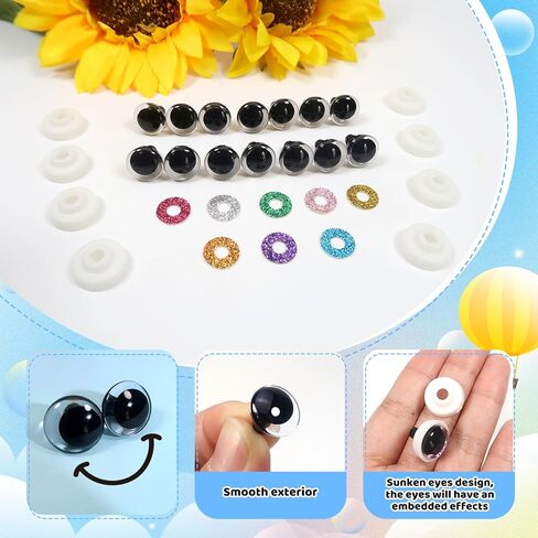 ToAOB 32pcs 12mm بلاستيك بريق السلامة عيون متعددة الألوان كبيرة الكروشيه كروشيه الدمية مع غسالات للحيوانات المحشوة amigurumis crocheting دمى صنع الحرف in Kuwait