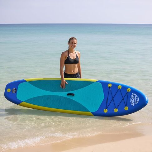 10'6"Inflatable Stand Up Paddle Board Ultra Portable-Lightweight & Stable|All-in-One Kit w/Aluminum Paddle, Dual-Action Pump & Backpack|Lakes & Oceans Ready for Family Recreation by Aquajourney in Kuwait