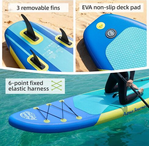 10'6"Inflatable Stand Up Paddle Board Ultra Portable-Lightweight & Stable|All-in-One Kit w/Aluminum Paddle, Dual-Action Pump & Backpack|Lakes & Oceans Ready for Family Recreation by Aquajourney in Kuwait