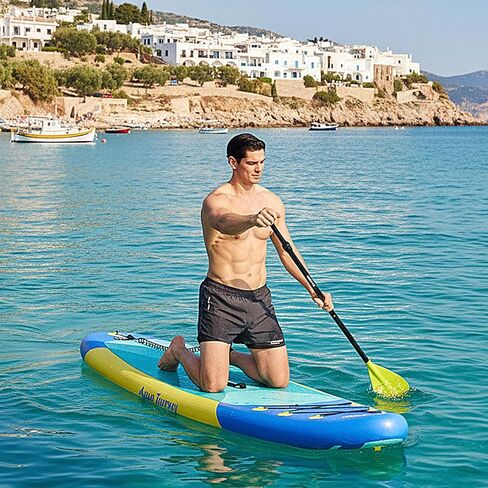 10'6"Inflatable Stand Up Paddle Board Ultra Portable-Lightweight & Stable|All-in-One Kit w/Aluminum Paddle, Dual-Action Pump & Backpack|Lakes & Oceans Ready for Family Recreation by Aquajourney in Kuwait