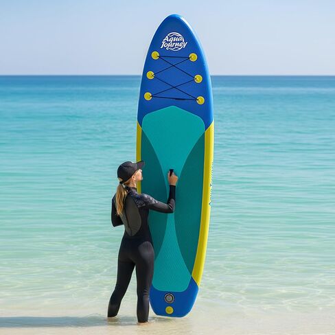 10'6"Inflatable Stand Up Paddle Board Ultra Portable-Lightweight & Stable|All-in-One Kit w/Aluminum Paddle, Dual-Action Pump & Backpack|Lakes & Oceans Ready for Family Recreation by Aquajourney in Kuwait