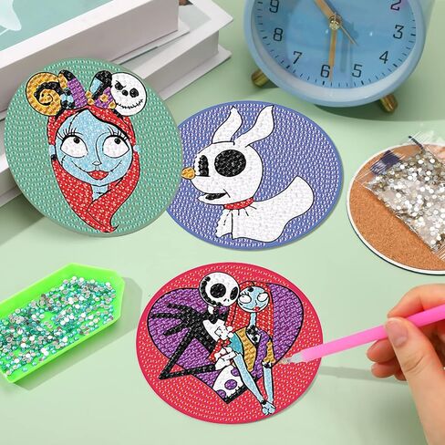 8 PCS Christmas Diamond Art Coasters Kit, Snowman Diamond Painting Coasters with Holder, Winter Diamond Art Kits for Adults Beginners, Arts and Crafts Supplies in Kuwait