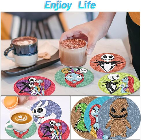 8 PCS Christmas Diamond Art Coasters Kit, Snowman Diamond Painting Coasters with Holder, Winter Diamond Art Kits for Adults Beginners, Arts and Crafts Supplies in Kuwait