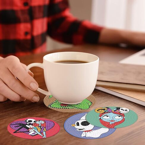 8 PCS Christmas Diamond Art Coasters Kit, Snowman Diamond Painting Coasters with Holder, Winter Diamond Art Kits for Adults Beginners, Arts and Crafts Supplies in Kuwait