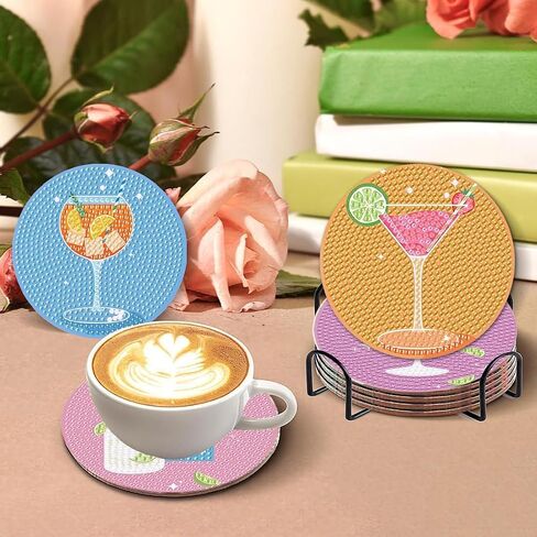 8 PCS Christmas Diamond Art Coasters Kit ، و Snowman Diamond Painting Coaster مع حامل ، وضغط فنون الشتاء للمبتدئين على المبتدئين والفنون والحرف اليدوية in Kuwait