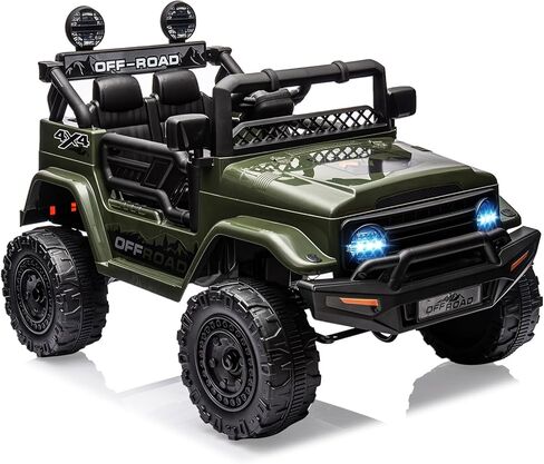 Hetoy 12V Ride -On Truck for Kids - سيارة تحكم عن بعد مع تعليق الربيع وأضواء LED وموسيقى وسرعة 3 | لعبة الركوب التي تعمل بالبطارية (تتراوح أعمارهم بين 3 سنوات) in Kuwait