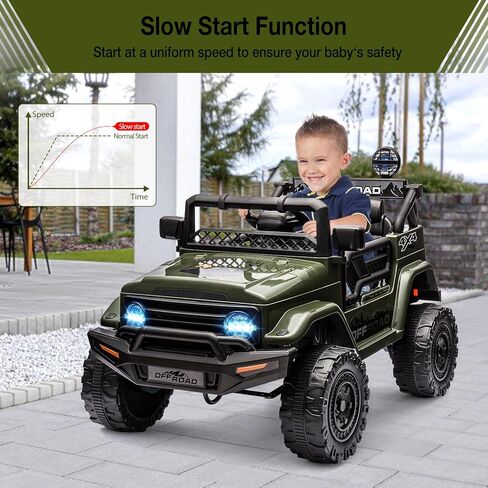 Hetoy 12V Ride -On Truck for Kids - سيارة تحكم عن بعد مع تعليق الربيع وأضواء LED وموسيقى وسرعة 3 | لعبة الركوب التي تعمل بالبطارية (تتراوح أعمارهم بين 3 سنوات) in Kuwait