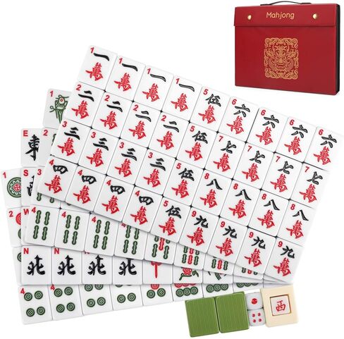 مجموعة بلاط Mahjong ، 146pcs صينية Mahjong مجموعة الجودة Mah Jong Tiles مع صندوق تخزين رائع سهل الحمل ، وتشمل التعليمات مجموعات Mah Jongg لتجمعات العائلة والأصدقاء in Kuwait