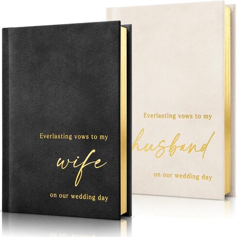 Elegant Velvet Wedding Vow Books With Gold Foil Lettering - Perfectly Sized His and Hers Vow Books With Plenty Of Pages To Write Whatever is on Your Heart - A Beautiful Addition For The Wedding Day in Saudi Arabia