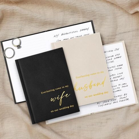 Elegant Velvet Wedding Vow Books With Gold Foil Lettering - Perfectly Sized His and Hers Vow Books With Plenty Of Pages To Write Whatever is on Your Heart - A Beautiful Addition For The Wedding Day in Saudi Arabia