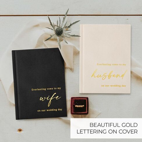 Elegant Velvet Wedding Vow Books With Gold Foil Lettering - Perfectly Sized His and Hers Vow Books With Plenty Of Pages To Write Whatever is on Your Heart - A Beautiful Addition For The Wedding Day in Saudi Arabia