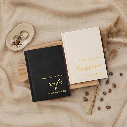 Elegant Velvet Wedding Vow Books With Gold Foil Lettering - Perfectly Sized His and Hers Vow Books With Plenty Of Pages To Write Whatever is on Your Heart - A Beautiful Addition For The Wedding Day in Saudi Arabia