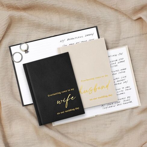 Elegant Velvet Wedding Vow Books With Gold Foil Lettering - Perfectly Sized His and Hers Vow Books With Plenty Of Pages To Write Whatever is on Your Heart - A Beautiful Addition For The Wedding Day in Saudi Arabia