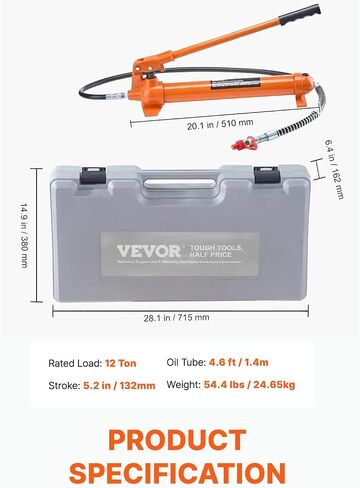 مجموعة طاقة Vevor Porta ، حمولة 10 طن ، مقبس هيدروليكي محمول مع خرطوم الزيت الممتد 4.6 قدم ، تصميم مقبض طويل ، مجموعة إصلاح إطار الجسم التلقائي مع حالة تخزين محمولة لإصلاح السيارات ، شاحنة ، مزرعة in Kuwait