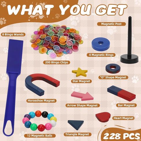 122 PCS مجموعة العلوم المغناطيسية - الكرات المغناطيسية ، صولج البنغو مع رقائق ، مغناطيس DIY لرياض الأطفال ، العودة إلى الإمدادات المدرسية ، أنشطة التعلم التعليمي للفصول الدراسية in Saudi Arabia