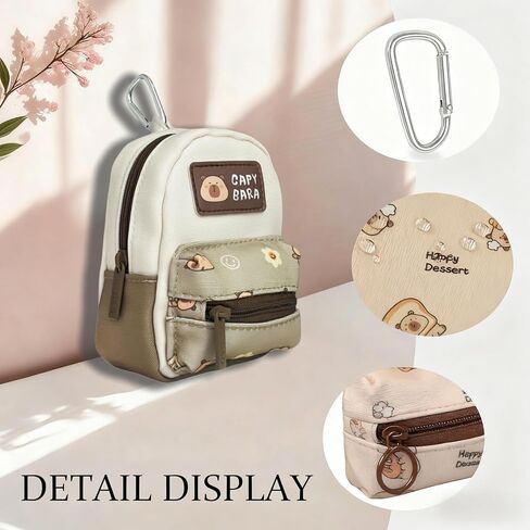 Capybara Miniature Backpack Keychain Coin Purse ، حقيبة مقطع لطيفة للنساء ، نايلون مقاوم للماء مع Carabiner ، سحر محفظة السفر الصغيرة للعملات المعدنية ، البطاقات ، الصالة الرياضية ، والاستخدام اليومي (بني) in Saudi Arabia