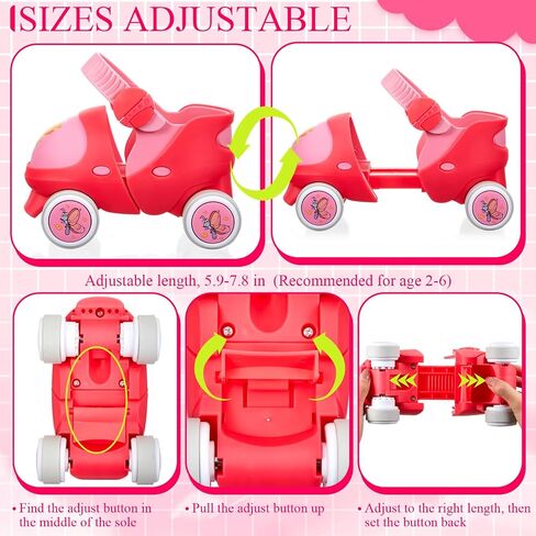 4 Pairs Toddlers Adjustable Quad Roller Skates and Protective Elbow Pads Knee Pads Wrist Guards Set Kids Beginner Skates Shoes with Wheels Lock for Age 2-6 Baby Children Boys Girls, Blue in Saudi Arabia