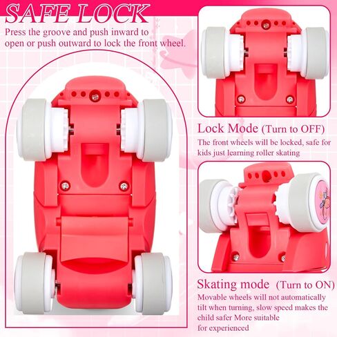 4 Pairs Toddlers Adjustable Quad Roller Skates and Protective Elbow Pads Knee Pads Wrist Guards Set Kids Beginner Skates Shoes with Wheels Lock for Age 2-6 Baby Children Boys Girls, Blue in Saudi Arabia