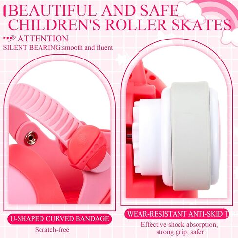 4 Pairs Toddlers Adjustable Quad Roller Skates and Protective Elbow Pads Knee Pads Wrist Guards Set Kids Beginner Skates Shoes with Wheels Lock for Age 2-6 Baby Children Boys Girls, Blue in Saudi Arabia