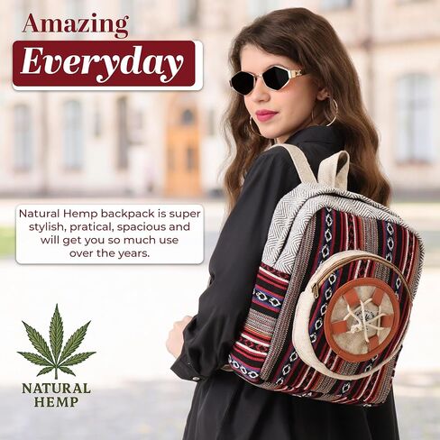 حقيبة الظهر المحمولة المحمولة للقنب ، حقيبة نهارية كبيرة ، حقيبة قماشية ، حقيبة الظهر اليدوية في هيمالايا هيمب بوهيميان. in Kuwait