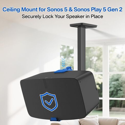 Heavy Duty Speaker Wall Mount for Sonos Five & Play 5 Gen 2 Speaker Mount,Tilt & Swivel Adjustable Speaker Mount for Sonos Play:5 & Sonos 5 Wall Mount, Brackets Hold to 35lbs,2 Pack,Black in Saudi Arabia