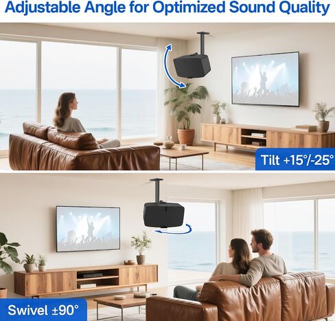Heavy Duty Speaker Wall Mount for Sonos Five & Play 5 Gen 2 Speaker Mount,Tilt & Swivel Adjustable Speaker Mount for Sonos Play:5 & Sonos 5 Wall Mount, Brackets Hold to 35lbs,2 Pack,Black in Saudi Arabia