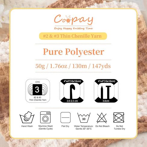 Coopay Skinny Chenille Yarn for Crocheting and Knitting, 12 Pack of 50g/1.76oz - 1764yd Total, Soft Fluffy Crochet Yarn of Baby Weights - Suitable for Baby Blankets, Plush Toys - Super Soft(12 Colors) in Saudi Arabia