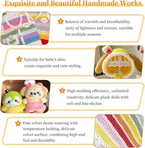 Coopay Skinny Chenille Yarn for Crocheting and Knitting, 12 Pack of 50g/1.76oz - 1764yd Total, Soft Fluffy Crochet Yarn of Baby Weights - Suitable for Baby Blankets, Plush Toys - Super Soft(12 Colors) in Saudi Arabia