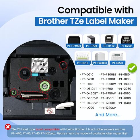 Labelife 18mm Label Tape Replace for Brother P Touch TZe TZ Tape 18mm 0.7 Laminated White/Clear/Black for Brother Ptouch PTD600 PTD400AD 1880 PT-P710BT Label Maker Tape 18mm 3/4'', 4-Pack in Saudi Arabia