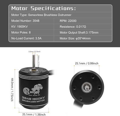3548 1400kV محرك Outrunner بدون فرش مع AM32 80A وحدة تحكم سرعة ESC ESC بدون فرش من 1/10 ترقية الزاحف عن بُعد in Kuwait