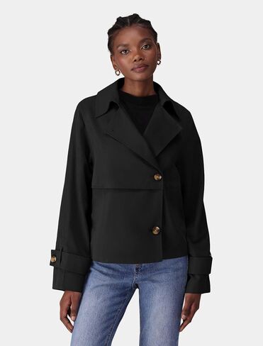 Agseem Womens Cost Trench Coat عارضات السترات القصيرة الصدرية القصيرة السقوط أزياء الأزياء مع جيوب 2025 in Kuwait