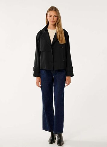 Agseem Womens Cost Trench Coat عارضات السترات القصيرة الصدرية القصيرة السقوط أزياء الأزياء مع جيوب 2025 in Kuwait