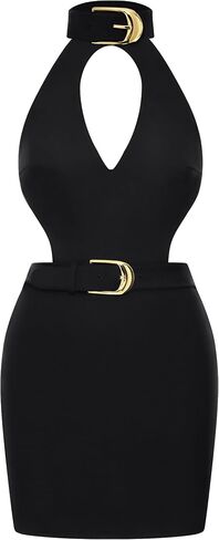 JW Pei Women's Gabriella Bretted Cutout Halter Mini Dress in Kuwait
