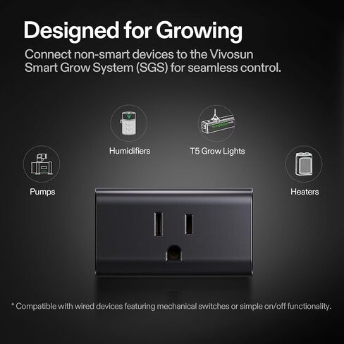 Vivosun Growhub Outlet Controller A22 مع مسبار مستشعر درجة الحرارة والرطوبة ، والسيطرة على واي فاي البيئي الذكي ، والتوصيل الذكي ، وترموستات ، 15A 1800W ، متوافق مع تطبيق Vivosun for Grow Tent in Saudi Arabia