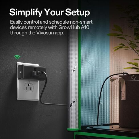 Vivosun Growhub Outlet Controller A22 مع مسبار مستشعر درجة الحرارة والرطوبة ، والسيطرة على واي فاي البيئي الذكي ، والتوصيل الذكي ، وترموستات ، 15A 1800W ، متوافق مع تطبيق Vivosun for Grow Tent in Saudi Arabia