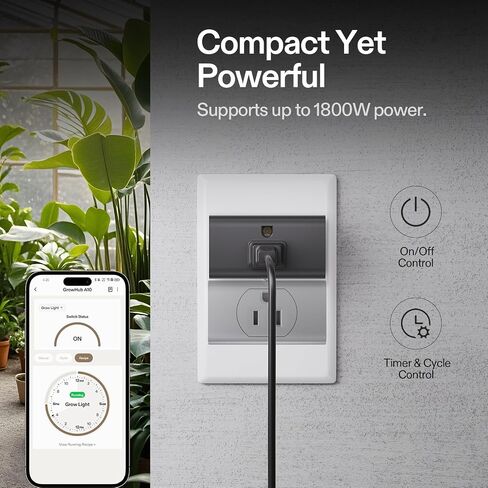 Vivosun Growhub Outlet Controller A22 مع مسبار مستشعر درجة الحرارة والرطوبة ، والسيطرة على واي فاي البيئي الذكي ، والتوصيل الذكي ، وترموستات ، 15A 1800W ، متوافق مع تطبيق Vivosun for Grow Tent in Saudi Arabia