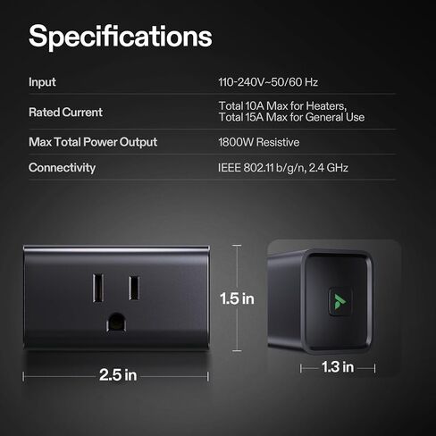 Vivosun Growhub Outlet Controller A22 مع مسبار مستشعر درجة الحرارة والرطوبة ، والسيطرة على واي فاي البيئي الذكي ، والتوصيل الذكي ، وترموستات ، 15A 1800W ، متوافق مع تطبيق Vivosun for Grow Tent in Saudi Arabia