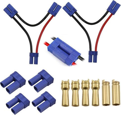 1 PCS EC5 Series Connector مع 10AWG WIR/Series Battery Adapter 10AWG 4INCH FOR LOSI/E-FLITE ، 2 مجموعات من محول موصل البطارية EC5 مطلي بالذهب 5 مم موصل موصل للذكور من أجل RC ESC in Kuwait
