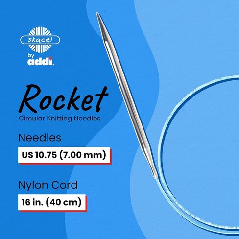skacel by addi Circular Knitting Needles, 16 Inch (40 cm) Rocket Round Plated Brass Knitting Needle Pair with Nylon Cord, 3.5 mm (US Size 4) in Kuwait
