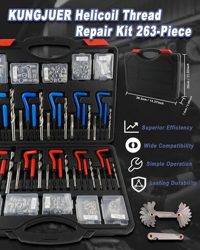 51PCS Thread Restorer Tool，Thread Repair Tool Kit with 22 Taps 24 Dies 3 Thread Files 2 Thread Gauges，Master Thread Rethreading Kit UNC UNF & Metric Thread Chaser Set，Rethread Repair Tool in Saudi Arabia